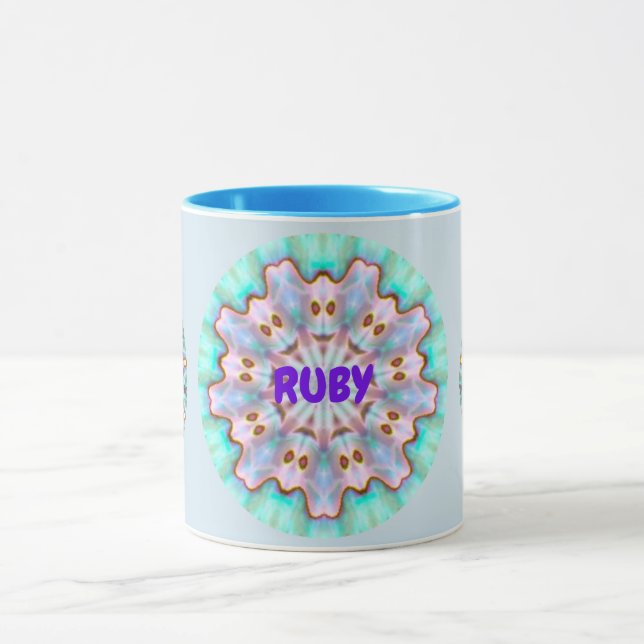 Taza RUBY ~ Fractal Paua Personalizada (Centro)