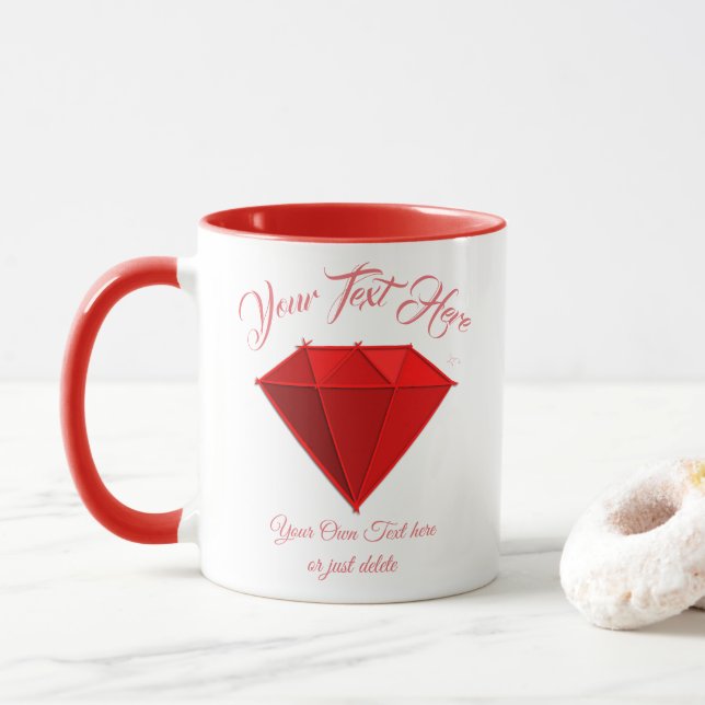 Taza Ruby Gemstone. Joyería. 40 Aniversario Boda (Con donut)