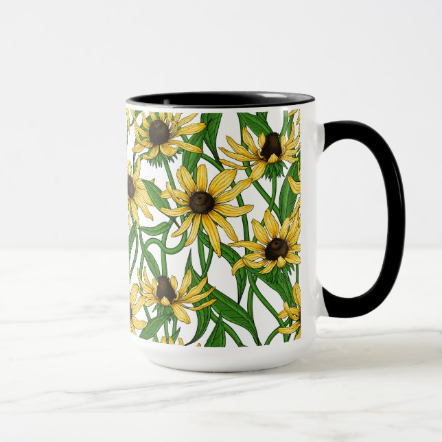 Taza Rudbekia amarilla sobre blanco (Derecha)