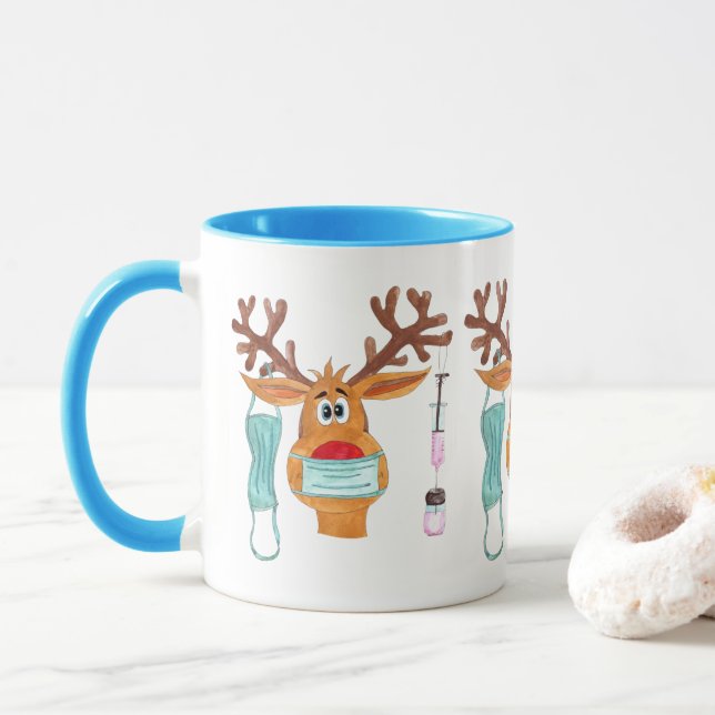 Taza Rudolph el tazón de reno enmascarado (Con donut)