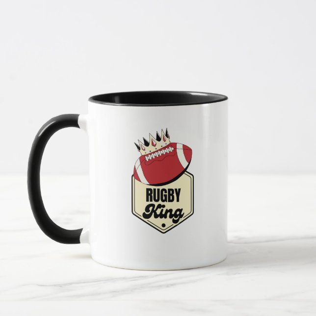 Taza Rugby King | Diseño de distintivos de coronado par (Izquierda)