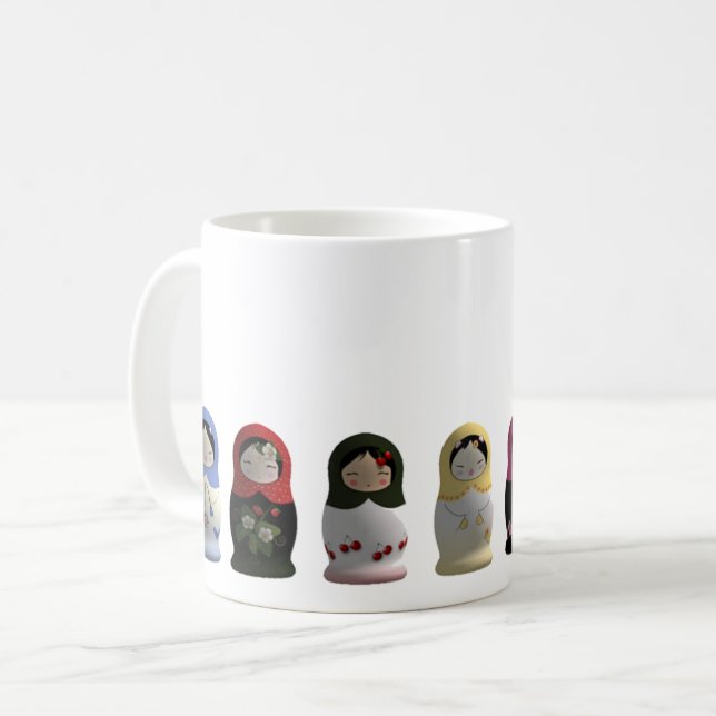 Taza rusa de las muñecas de las muñecas de (Anverso izquierdo)