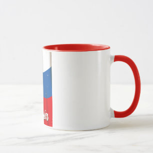 Taza Rusia Rusia poster de viaje con bandera nacional