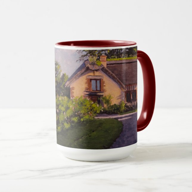 Taza Rustic Cabin With Purples, Greens, Yellows Mug (Anverso derecho)