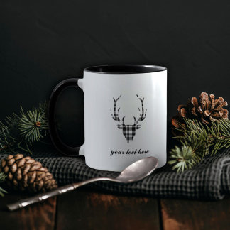 Taza Rustic Elegant Personalized Plaid Deer Mug Cup
