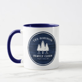 Taza Rústica Familia Camarera Árboles de madera azul