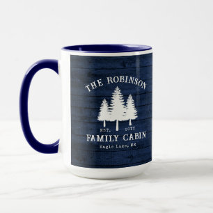 Taza Rústica Familia Camareras Árboles Madera Azul Gran