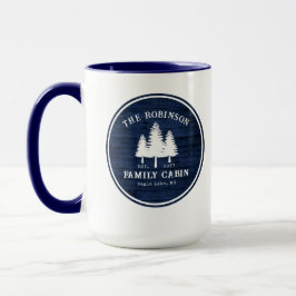 Taza Rústica Familia Camareras Árboles Madera Azul Gran