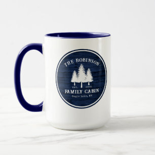 Taza Rústica Familia Camareras Árboles Madera Azul Gran