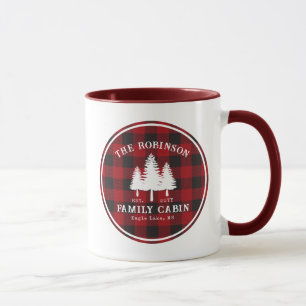 Taza Rústica familia de campo árbol de cabinas rojo búf
