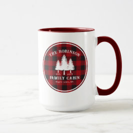 Taza Rústica familia de campo árbol de cabinas rojo búf