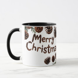 Taza Rústica Pinecone Merry Christmas Combo Mug