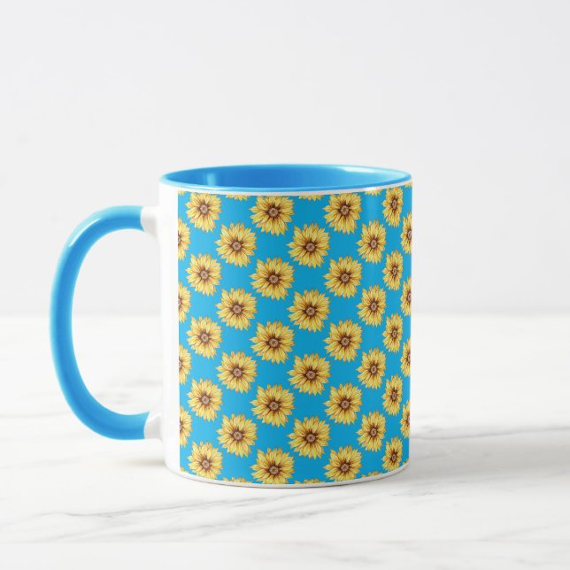 Taza Rústico acuarela Sunflowers Patrón Floral (Izquierda)