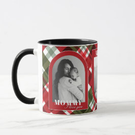 Taza Rústico de seda roja te ILOVE MOMMY 3Photo Navidad