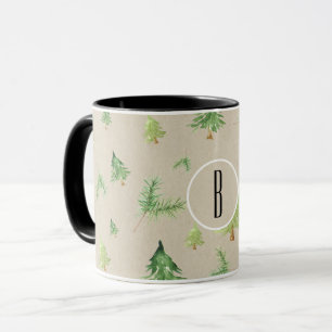 Taza Rústico mínimo del invierno de los árboles de pino