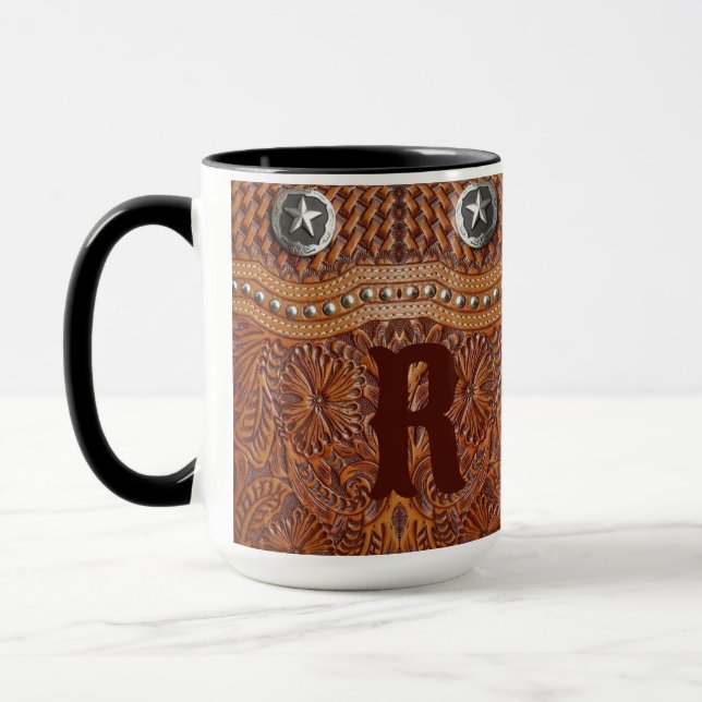 Taza Rústico patrón de país occidental de vaquero de gr (Izquierda)