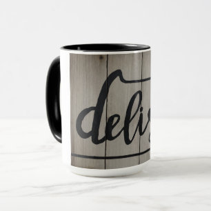 Taza Rústico Woodtone DELISH Word Art