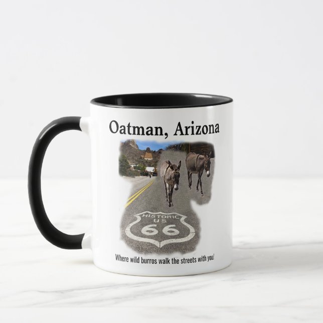 Taza Ruta 66 Oatman Arizona Burros En La Calle (Izquierda)