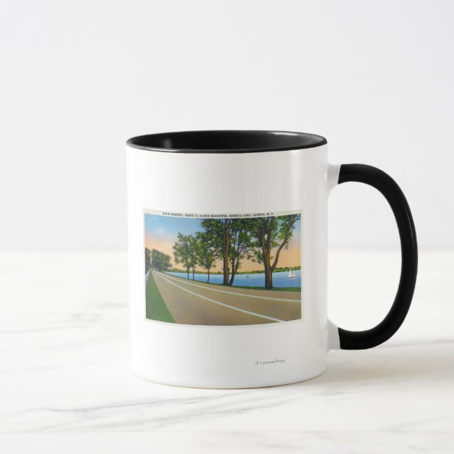 Taza Ruta del Hwy 5 Vista del Lago Seneca (Derecha)