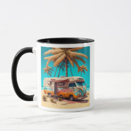 Taza RV y palmeras retro