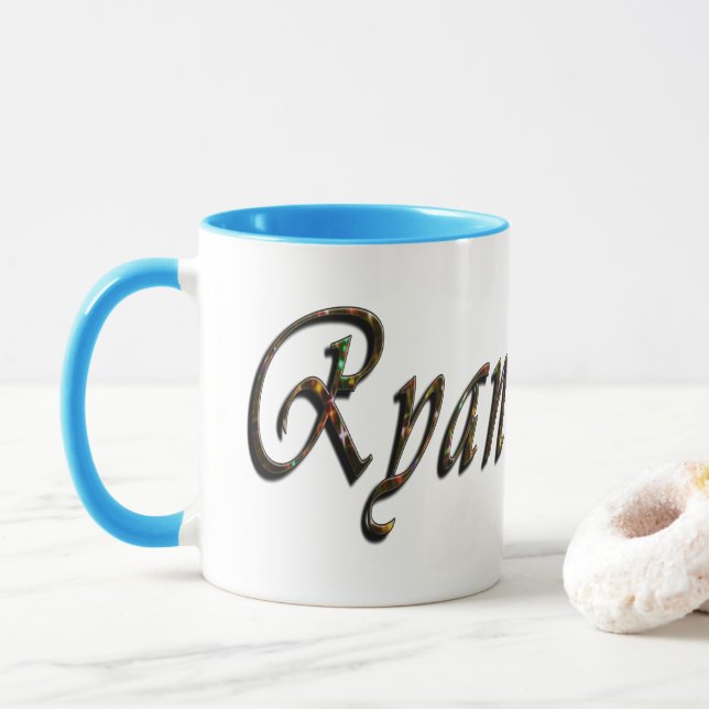 Taza Ryan, logotipo, nombre, (Con donut)