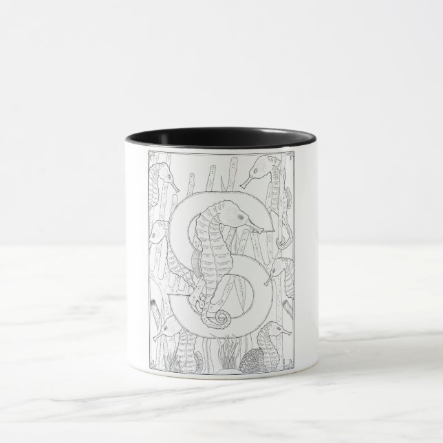 Taza S es para Seahorse Monogram Mug (Centro)