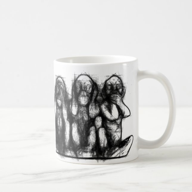 Taza sabia del bosquejo de tres monos (Derecha)