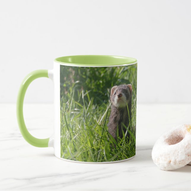 Taza Sable Weasel Picture Cute Ferret (Con donut)
