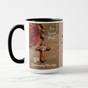 Taza Sacerdote 5º Aniversario de Ordenación Rosa Roja y