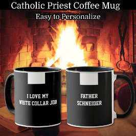 Taza Sacerdote católico Collar de Clérigos Negros Relig
