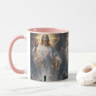 Taza Sacred Heart of Jesus Cosmic Galaxy Square Canvas