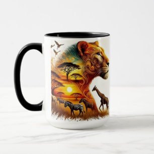 Taza Safari majestuoso: Vida salvaje africana al atarde