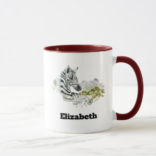 Taza Safari Zebra Salvaje Exótico Animal En Acuarelas