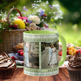 Taza Sage Green Boda Photo Mug