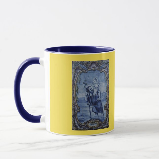 Taza Saint Christopher Blue Tile Coffee Mug (Izquierda)
