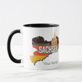 Taza Sajonia Alemania Mapa del Estado Retro Recuerdos d
