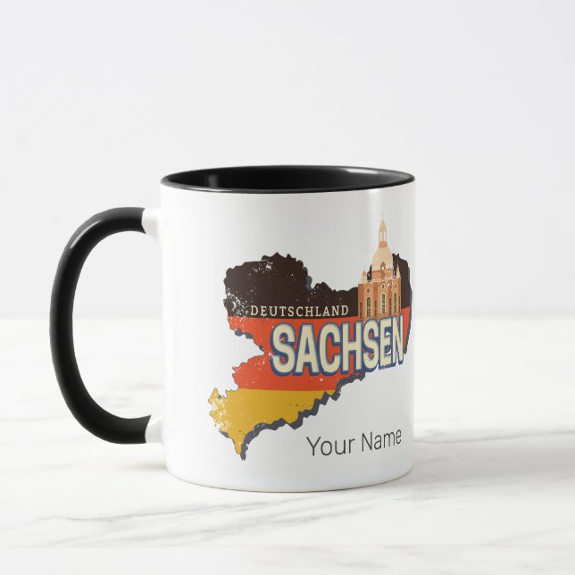 Taza Sajonia Alemania Mapa del Estado Retro Recuerdos d (Izquierda)