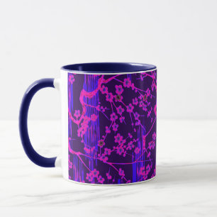 Taza SAKURA AZUL ROSA FLORECE Patrón floral japonés