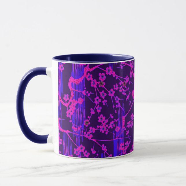 Taza SAKURA AZUL ROSA FLORECE Patrón floral japonés (Izquierda)