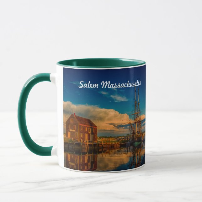 Taza Salem Massachusetts con barco y Roger Conant (Izquierda)