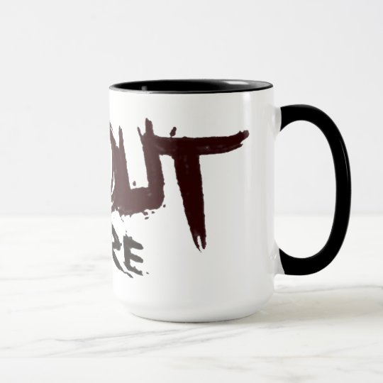 Taza salga aquí de arte de la pintada