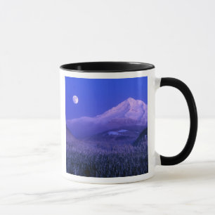 Taza Salida de la luna sobre el invierno del Mt Hood, O