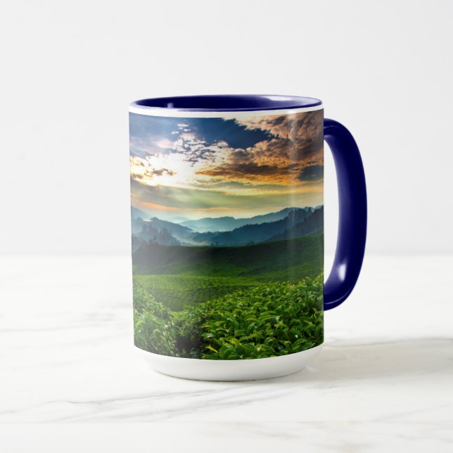 Taza Salida del sol sobre granja del té (Anverso derecho)