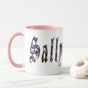 Taza Sally, Nombre, Logo, Café Combo Rosa Mug