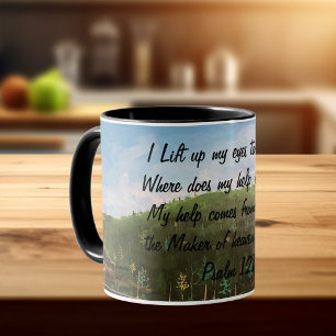 Taza Salmo 121:1 Arte Original Pintado a Mano