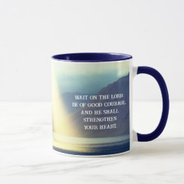 Taza Salmo 27:14 Esperar en el océano verso de la Bibli
