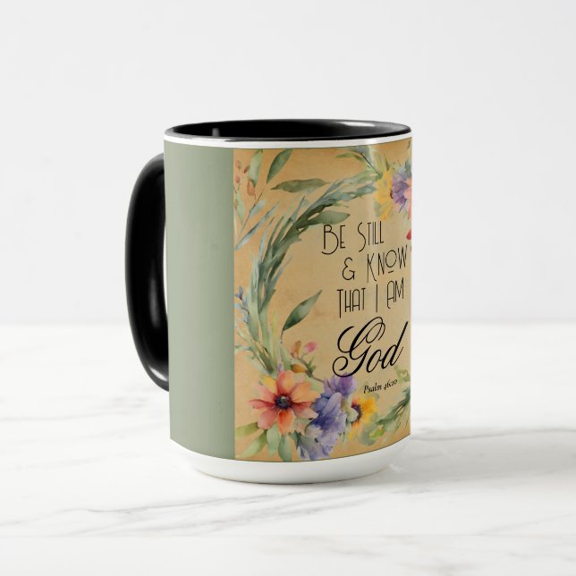 Taza Salmo 46:10 Versículo de la Biblia (Anverso izquierdo)