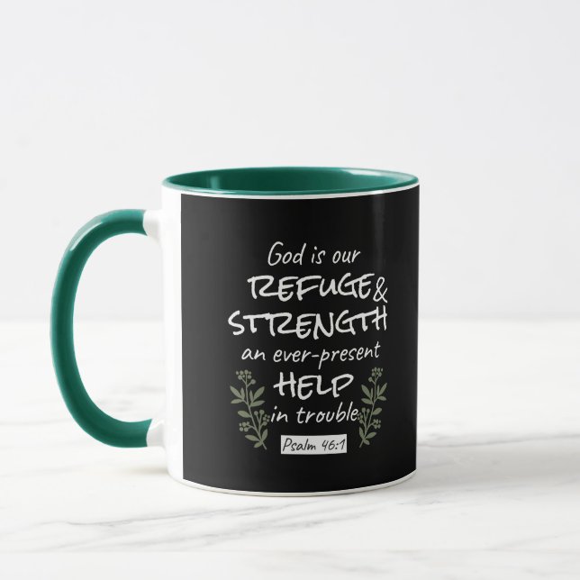 Taza Salmo 46:1 "Dios es nuestro refugio y fuerza" (Izquierda)