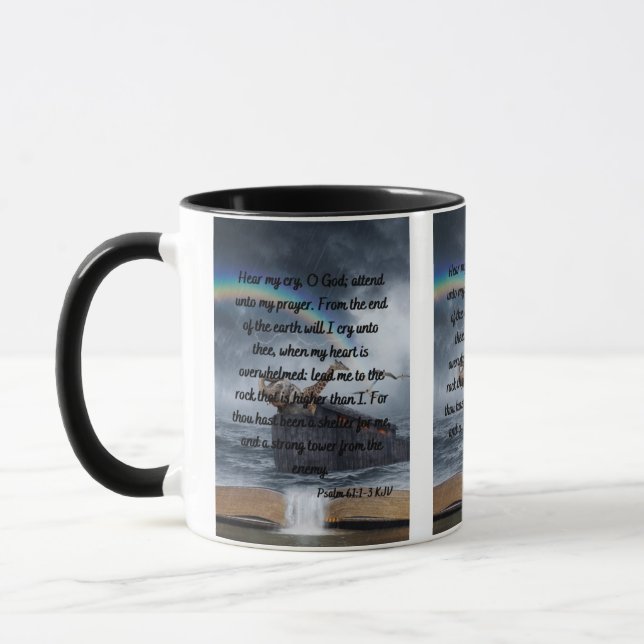 Taza Salmo 61:1-3 KJV Biblia Verse Mug De Dos Tones (Izquierda)