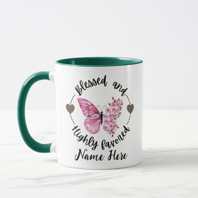 Taza Salmo 88:4 Bendita Mariposa Personalizado Muy Favo (Izquierda)